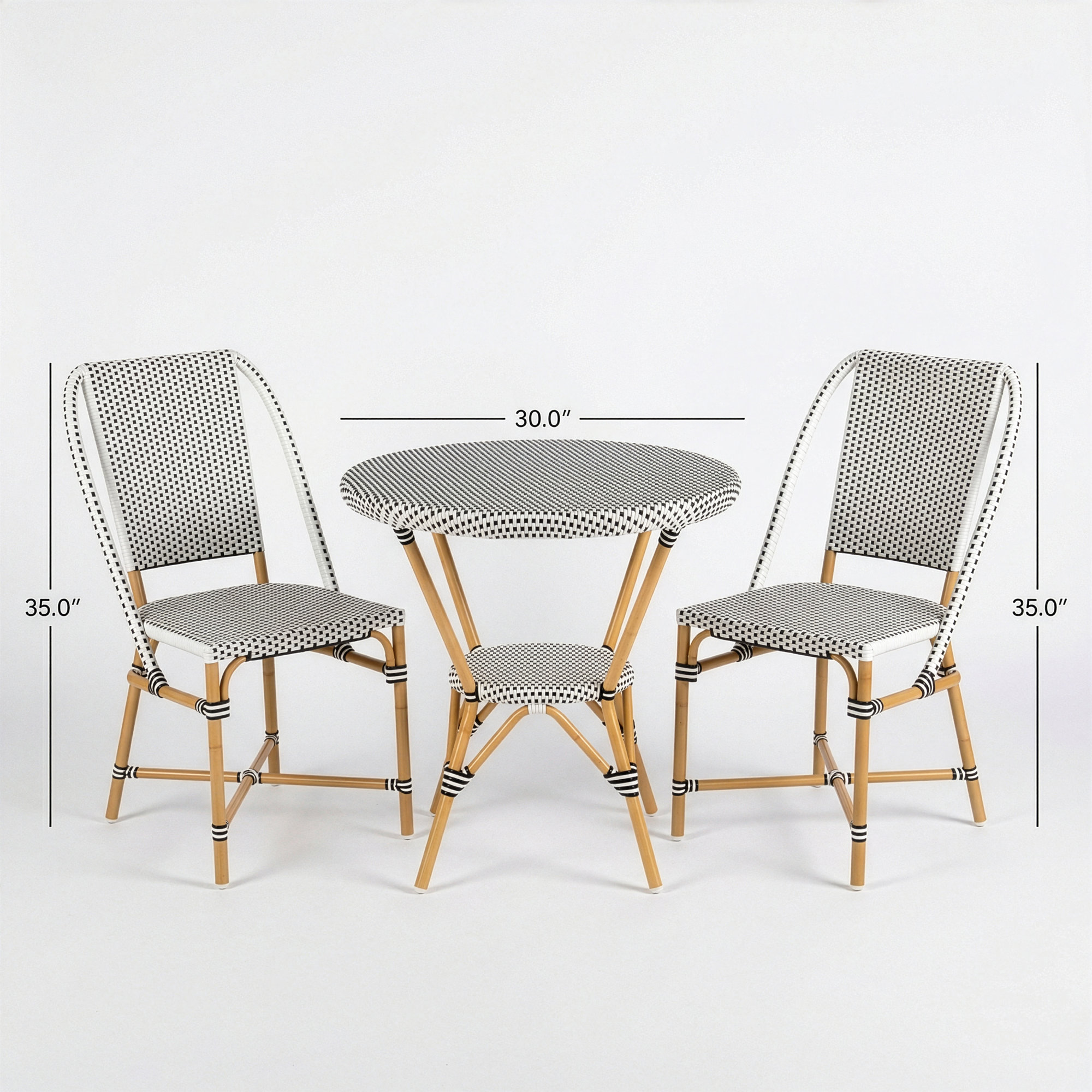 Ellie 2 Person Patio Dining Set, Blue/White, Black/White