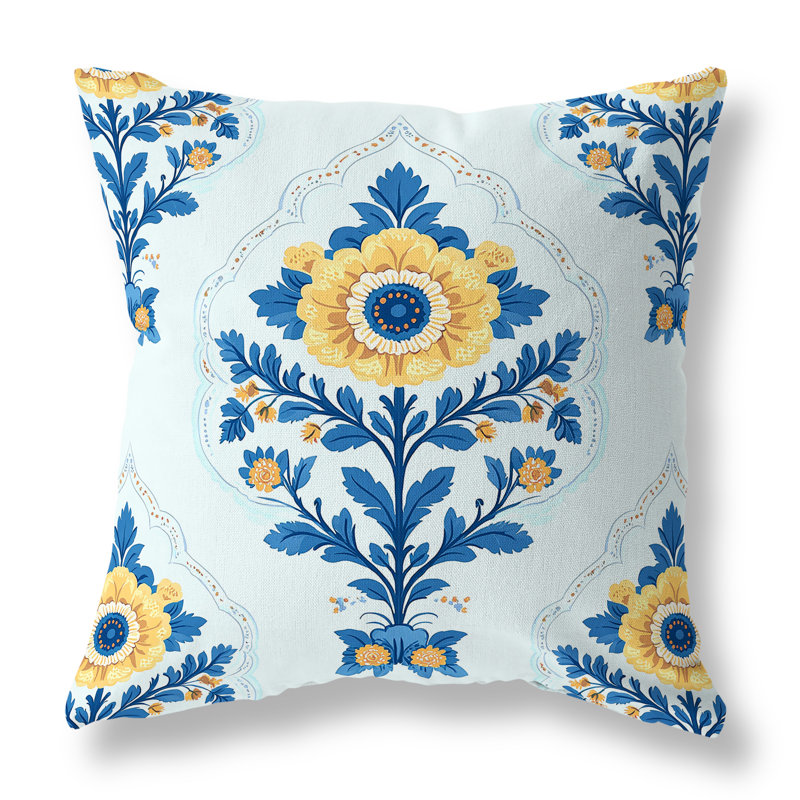 Himalayan Harmony Indoor/Outdoor 16x16, Square 16", Blue/Yellow