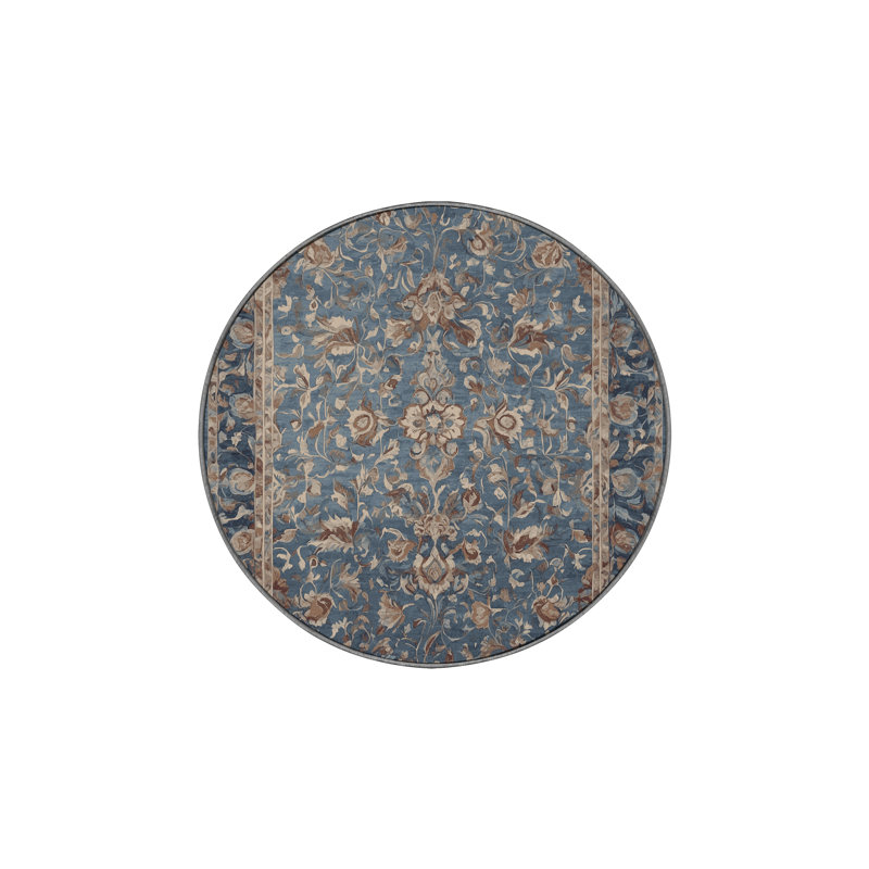 Tapis gris lavable à la machine, Rond 3 pi
