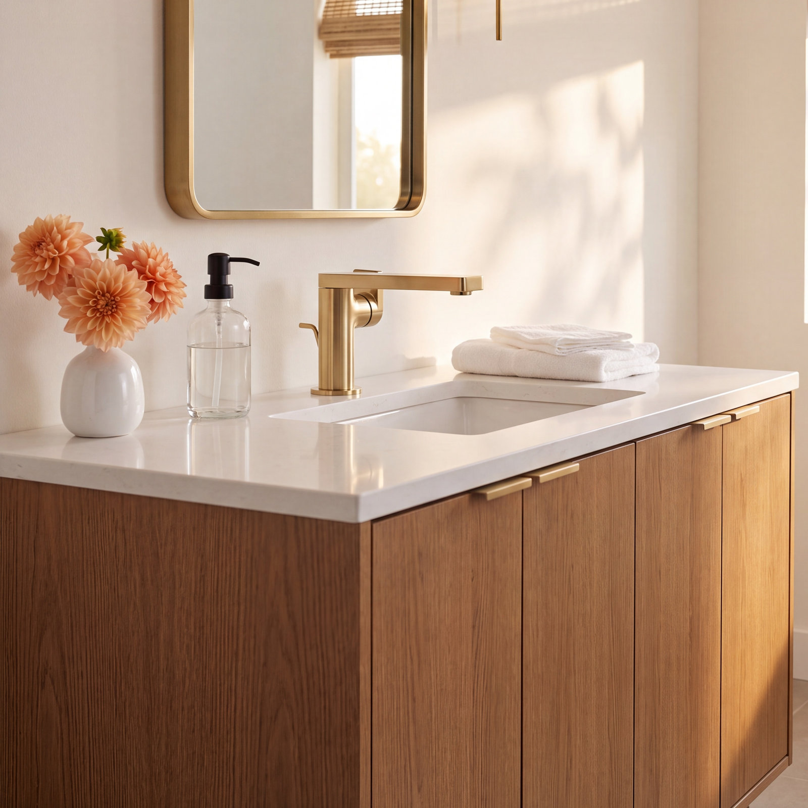 Composed Single-Handle Bathroom Faucet with Drain, Vibrant French Gold