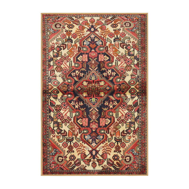 Laine tissée à la machine de style oriental/polyester beige/noir/orange Tapis décoratif, Rectangle 2 pi x 5 pi