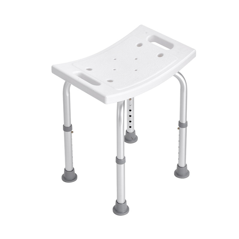 Adjustable Height Shower Chair with Handles - Heavy Duty Aluminum Bath Stool for Elderly, Non-Slip Tub Seat Bench