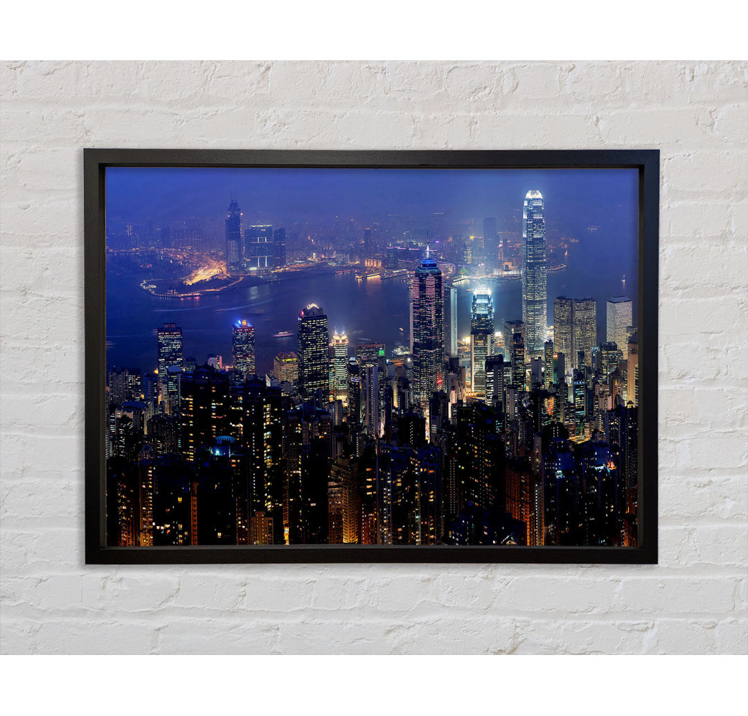 Hong Kong Harbour Night Mist - Einzelbildrahmen Kunstdrucke auf Leinwand