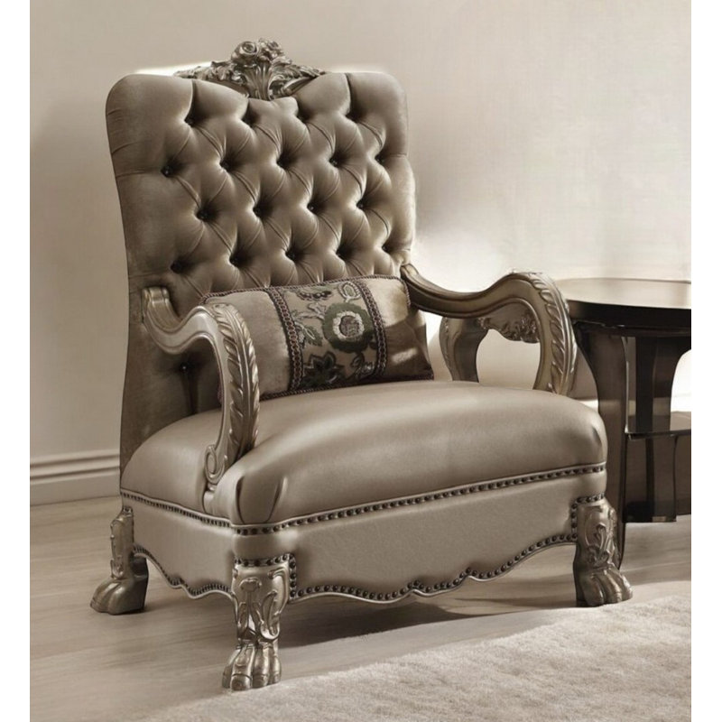  Fauteuil Chesterfield en velours Bone