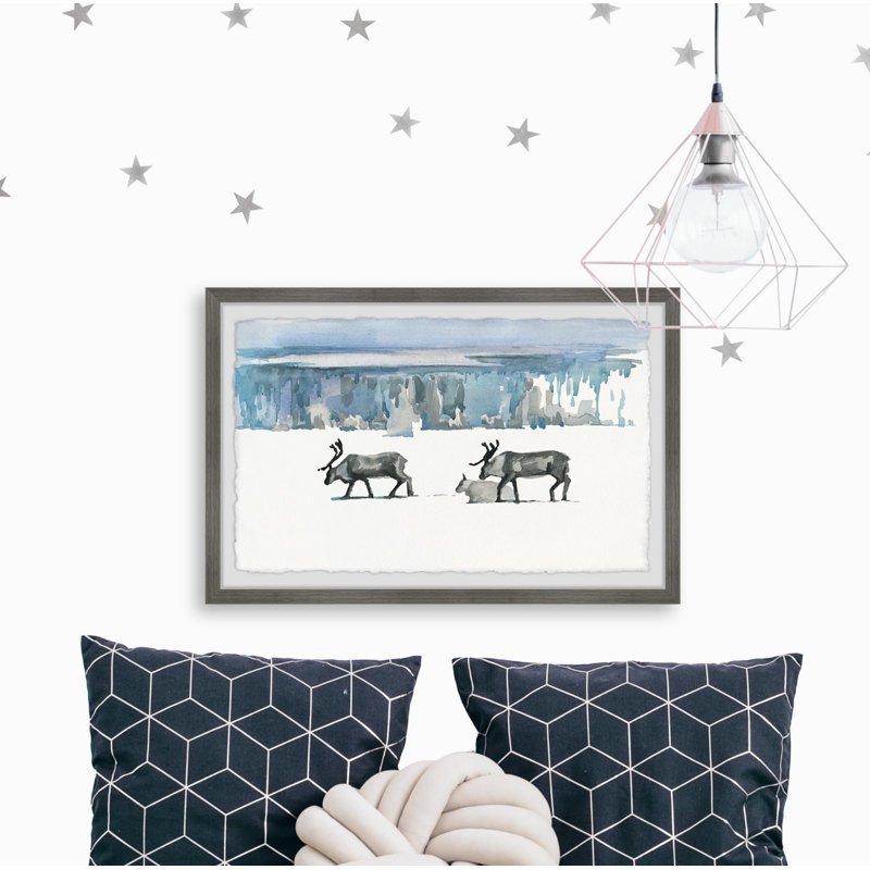 Caribou Trek - Single Picture Frame Painting, 41cm H x 61cm W x 3.81cm D