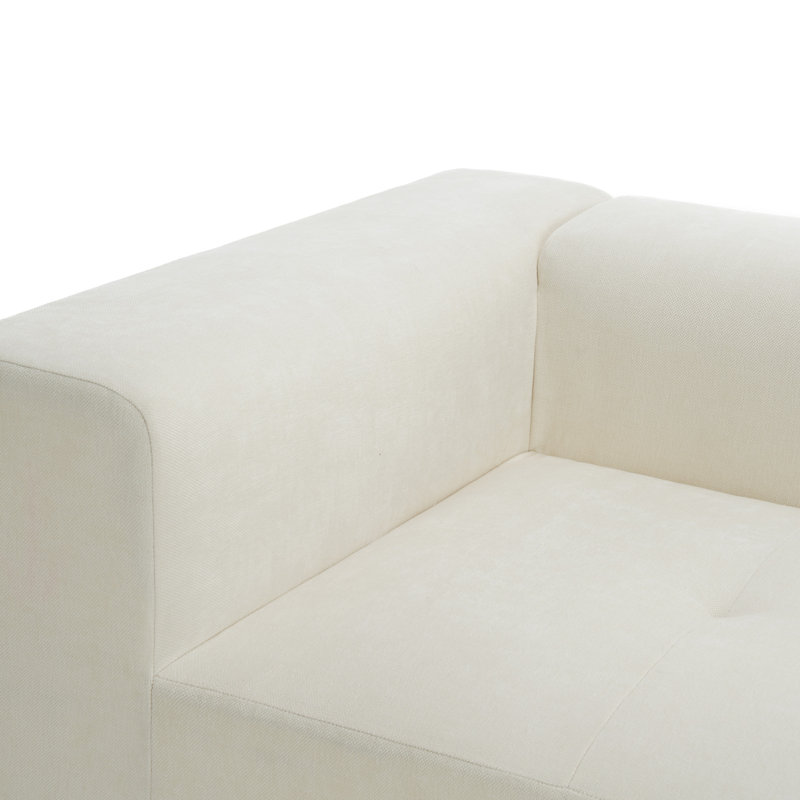 Canapé modulaire rembourré beige à 2 places avec accoudoir gauche et 2 coussins, rembourré entièrement en mousse sans assemblage requis