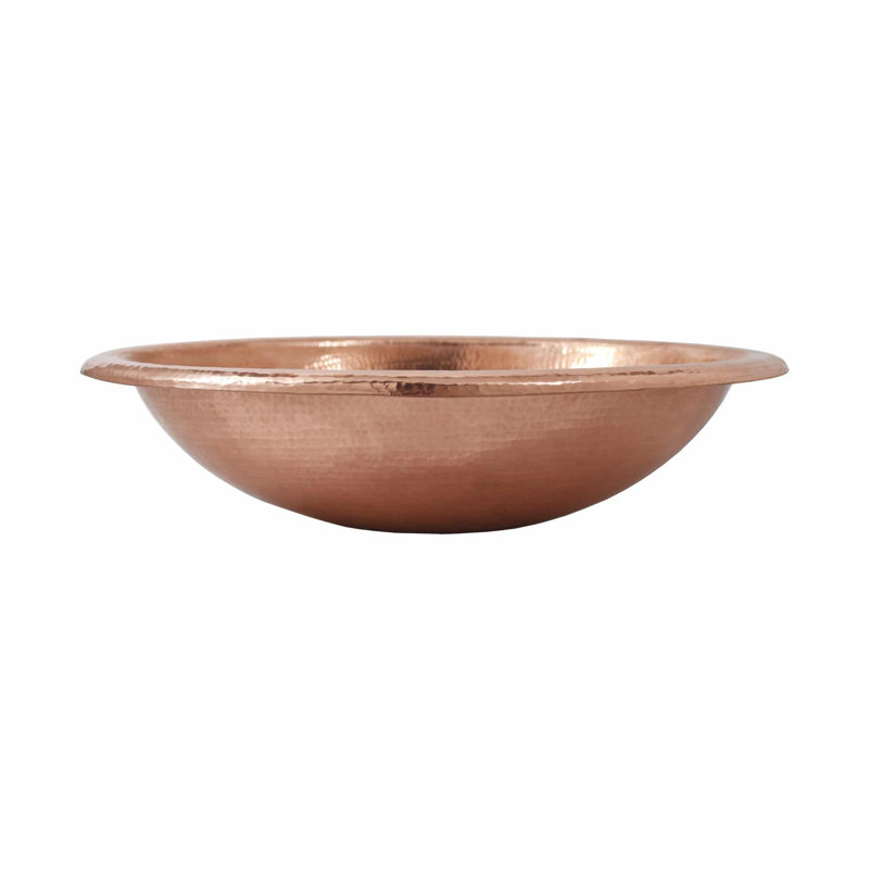 Rolled Copper Oval Drop-In Bathroom Sink, Polished Copper
