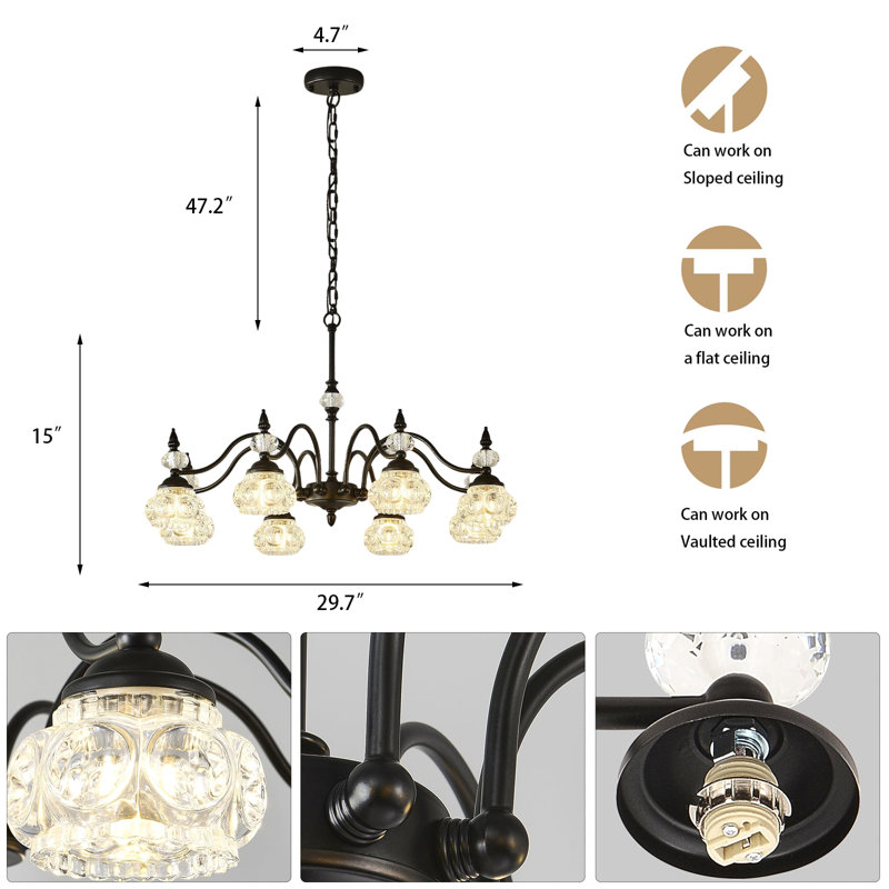 Lustre en cristal de style victorien, 62.2" H x 29.7" W x 29.7" D