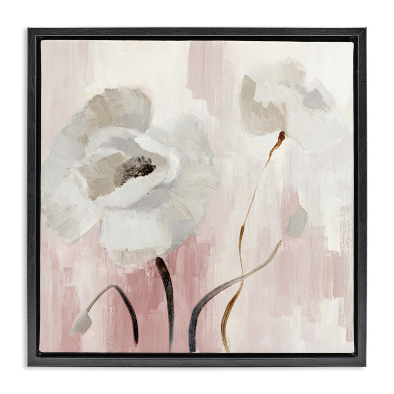 Abstrait, "White Blossoms", encadrée par Lanie Loreth, Cadre flottant noir de jais, H 18 po x l 18 po