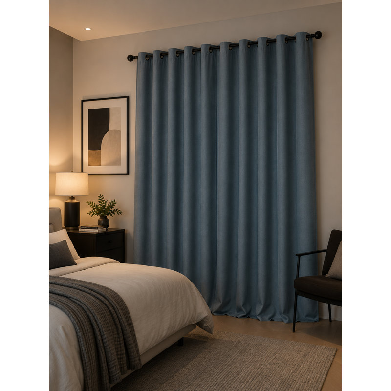 Paire de rideaux occultant et isolant avec œillets Desai, Bleu, L 50 po x L 120 po