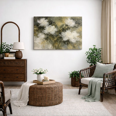 IDEA4WALL White Floral Botanical Artwork, Bedroom Living Room Pictures, Framed Canvas Giclee Print Wall Art