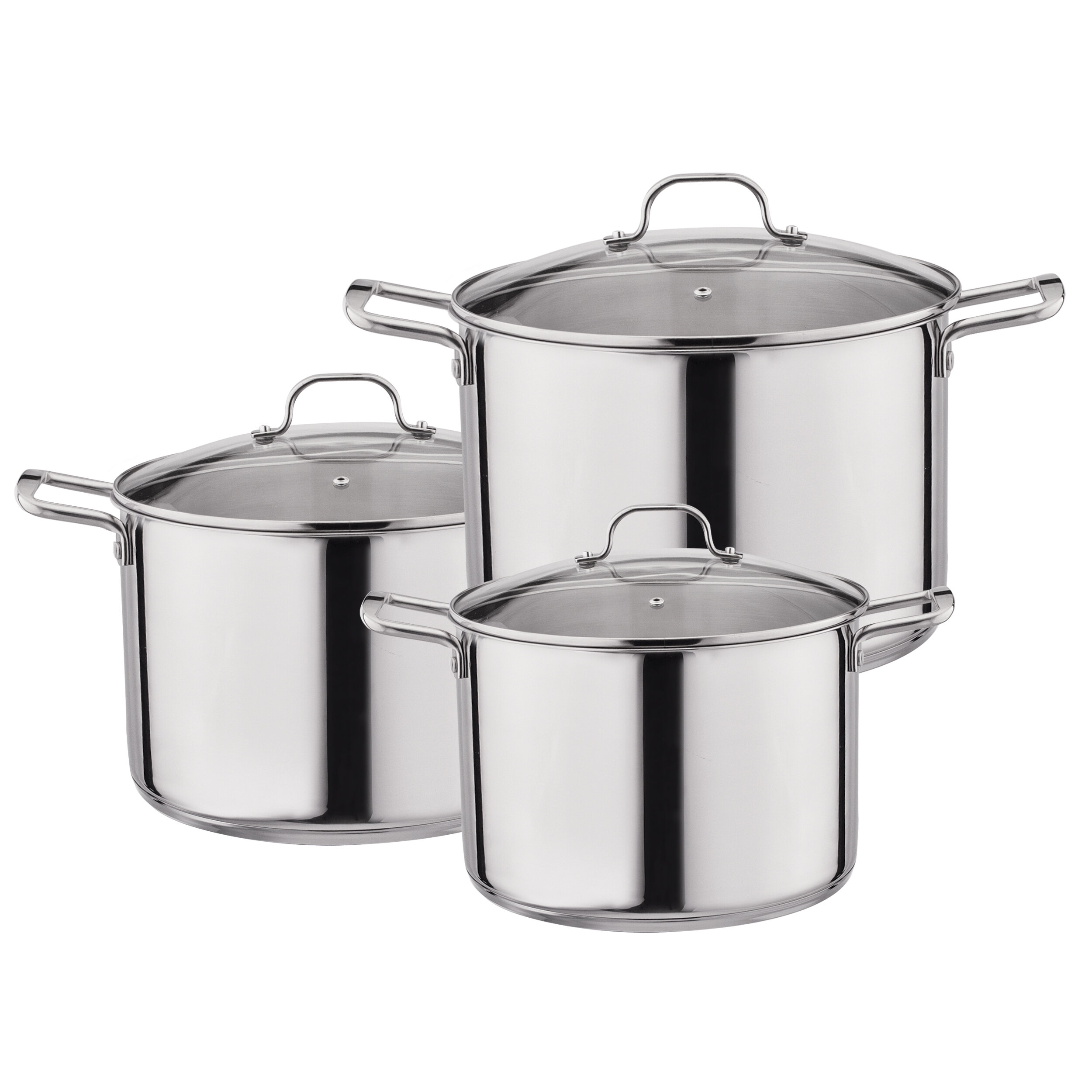 Gourmet Edge Stackable Stainless Steel Nonstick Cookware Set- Pots W Lids 8  Piece