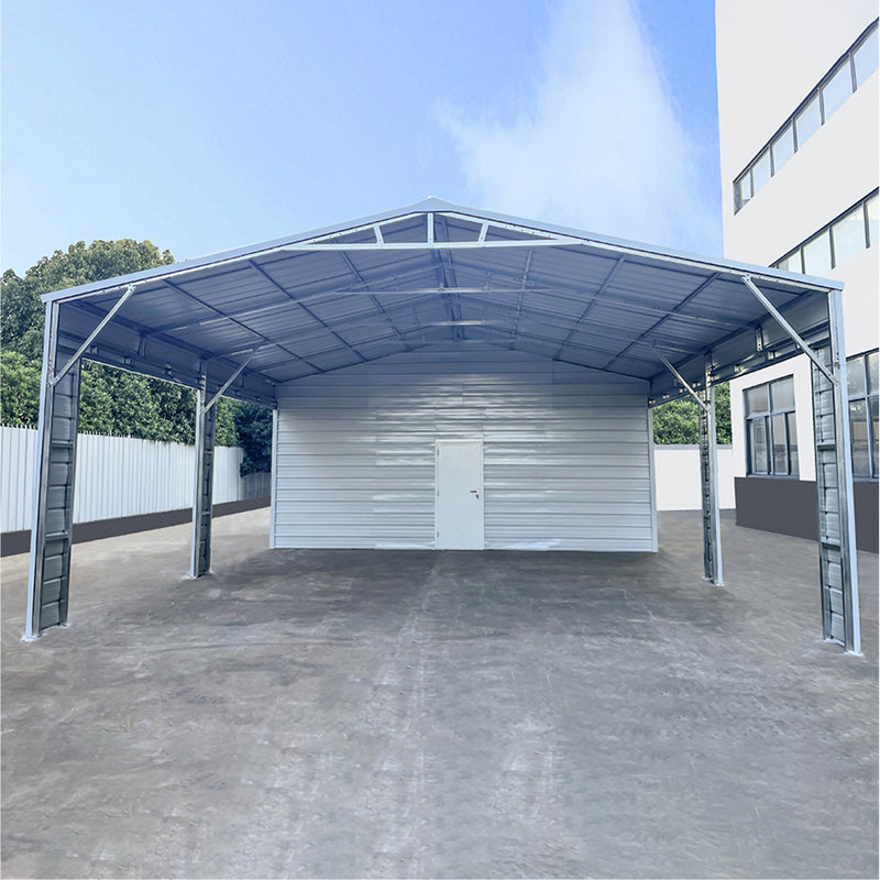 Remise de garage renforcée de 46 pi x 23 pi - idéale pour le rangement d'équipement lourd et de véhicules, cadre de calibre 14, 16 traverses galvanisées, porte latérale à volets roulants de 8 pi 9 pi, véhicules de rangement en métal crème Q235,