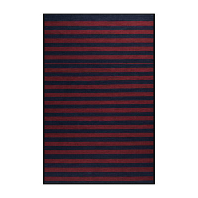 Machine Washable Horizontal Stripes Grey Area Rug