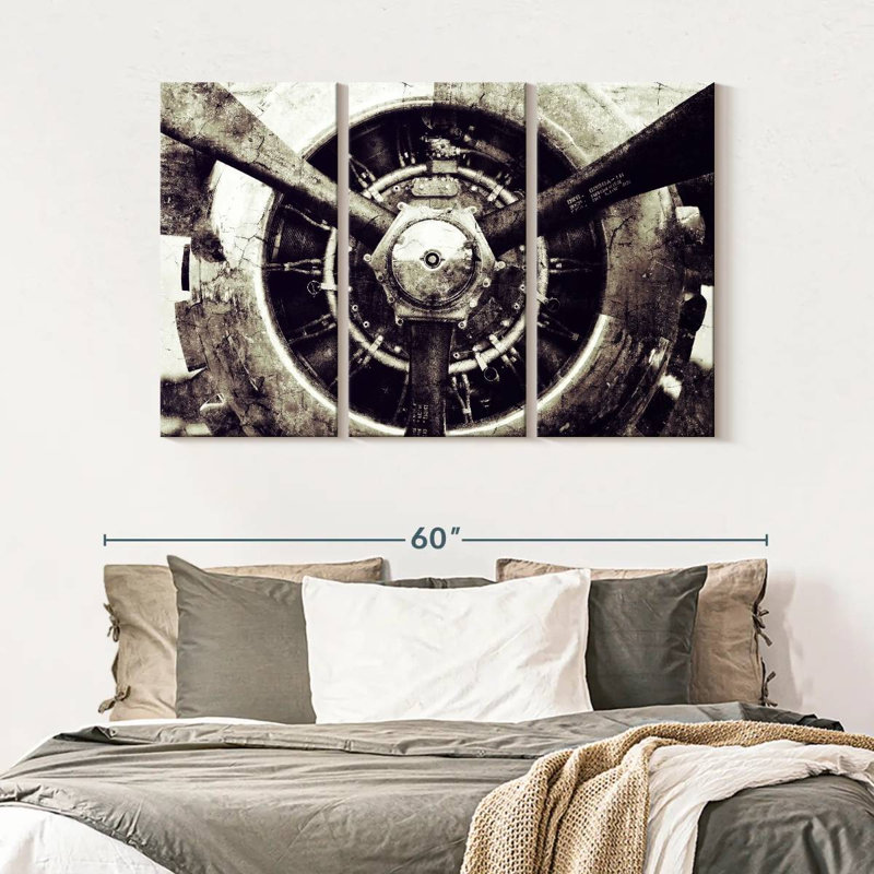 Ensemble d'hélices rétro sur toile 3 pièces, H 32 po x l 50 po