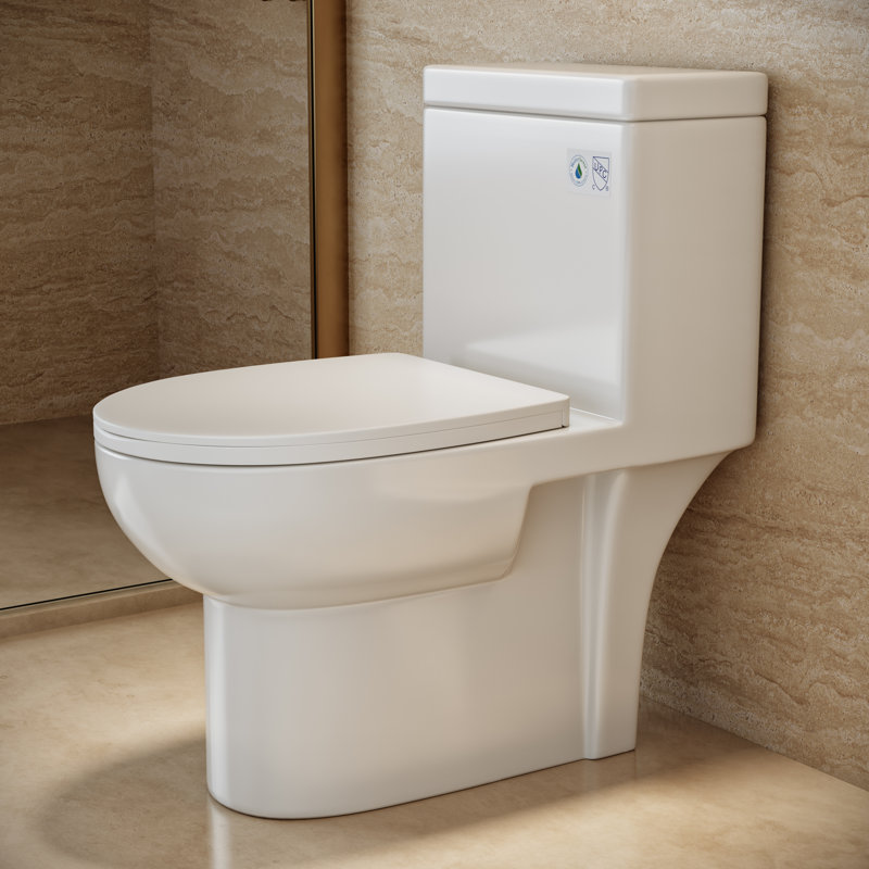 Cantrio Koncepts 800 GPF Elongated Comfort Height Chair Height Floor Mounted One-Piece Toilet with Seat Included