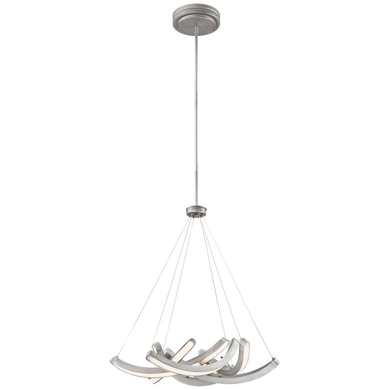 Swing Time 1 - Light Brushed Silver LED Cluster Pendant, 26" H x 30" W x 30" D