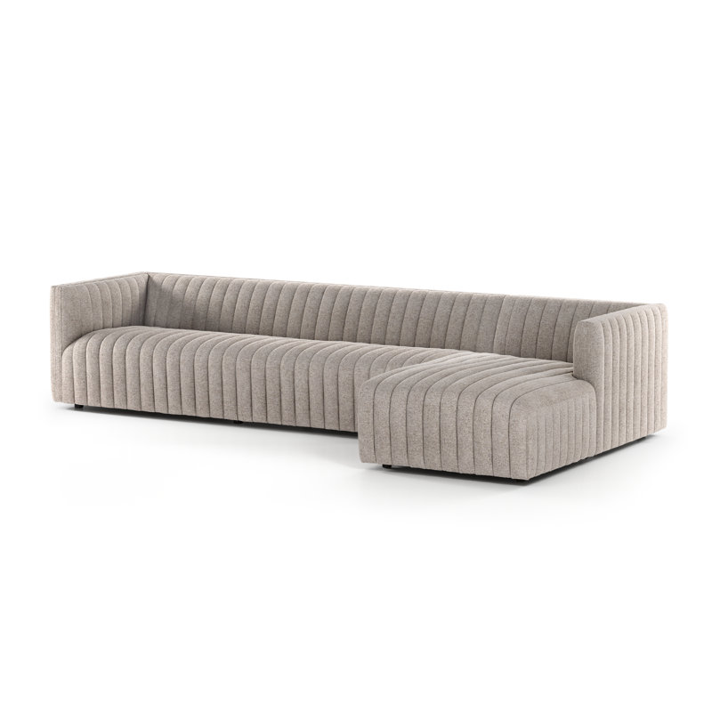 Augustine Chaise Sectional, Right Hand Facing, Orly Natural Velvet, 26" H X 105" W X 64" D