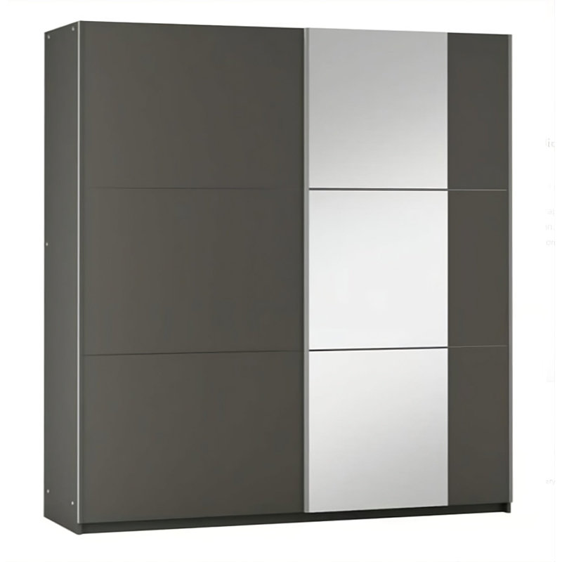 Manufactured Wood Wardrobe, Grey, 215xm H x 150cm W x 65cm D