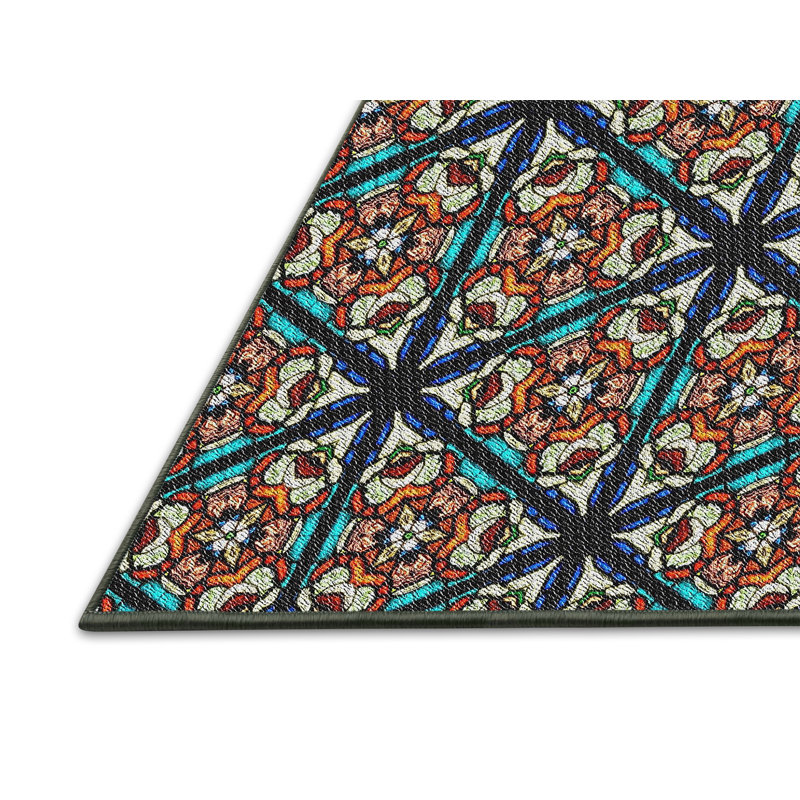 Bleu Tapis décoratif, Rectangle 5 pi x 8 pi