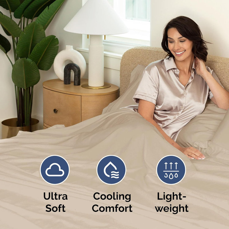 Soft Flat Sheet – Cooling, Breathable & Wrinkle Free Top Sheet, Cream, California King
