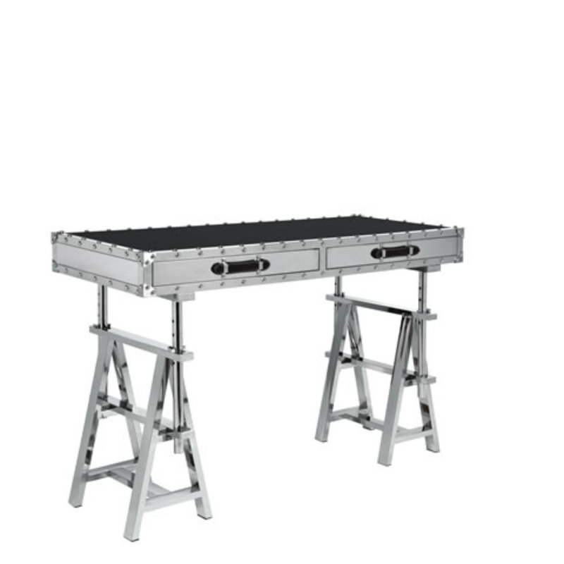 Adjustable Glass Top Metal Base Writing Desk