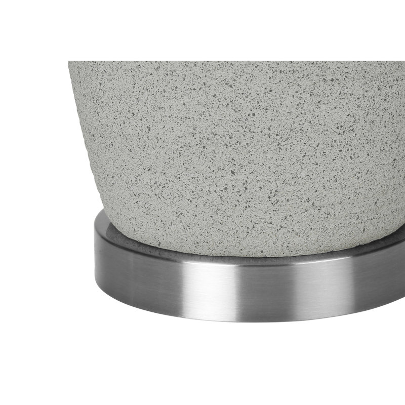 Table Lamp, 25 Inch Vase Shape Ceramic Body, Gray Linen Drum Shade