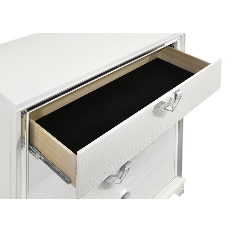 Table de chevet blanche 2 avec DEL et V distinctif pour la chambre à coucher - 2 tiroirs de style moderne, dans un style élégant