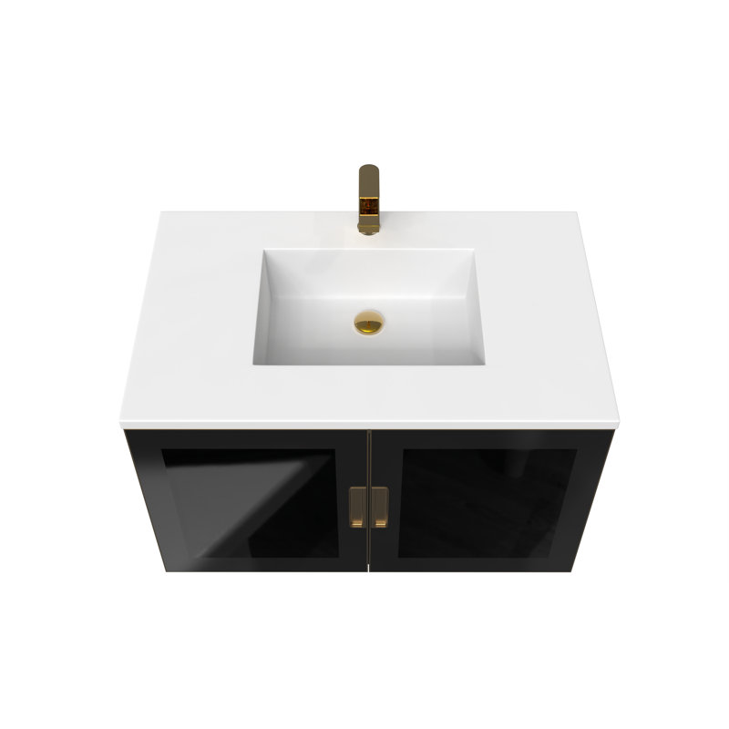 Swaneus 36'' Single Bathroom Vanity with Solid Surface Top