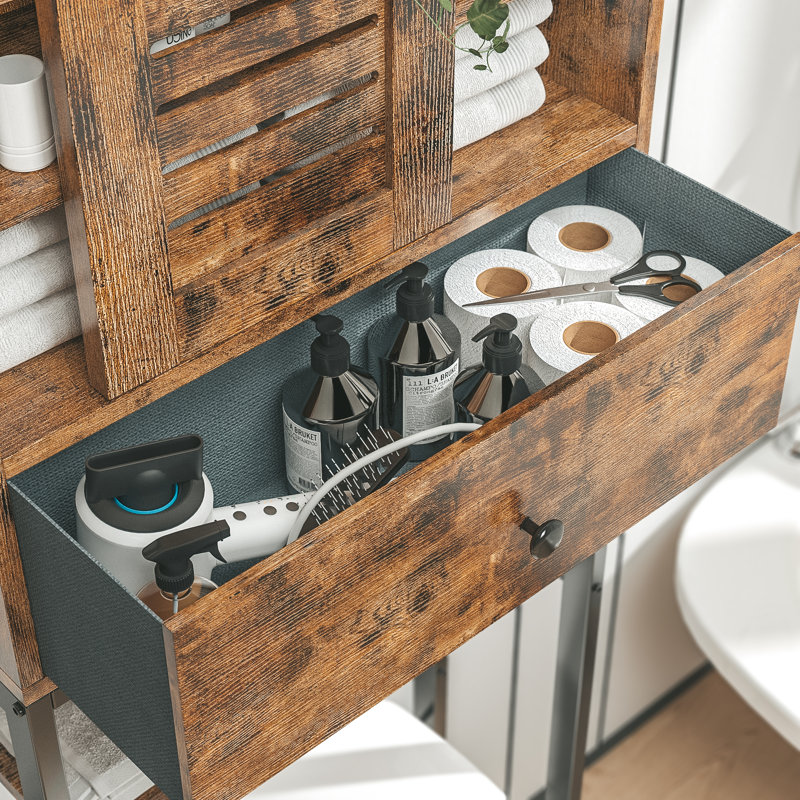 Rangement autoportant moderne pour la salle de bain - Organisateur de salle de bain en bois / bambou, armoire avec portes