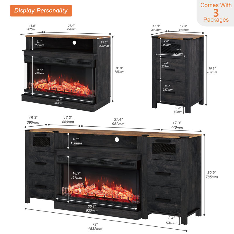 Ensemble de meuble télé 6 tiroirs Gracie Oaks, H 30,9 po x l 92,4 po x P 15,5 po, Blanc, Oui