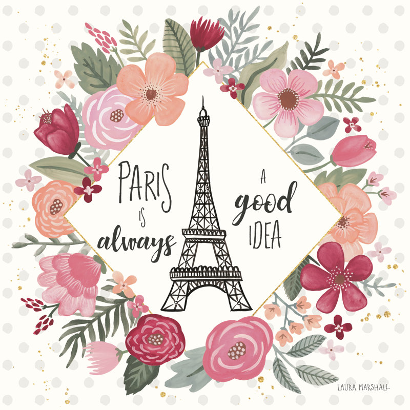 «Paris Is Blooming IV», peinture encadrée, Toile encadrée noire, Non, H 12 po x l 12 po x P 1,25 po