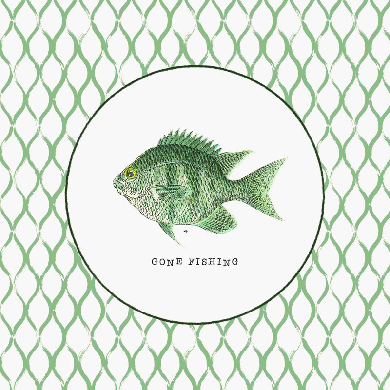 " Gone Fishing Fish ", 12" H x 12" W  