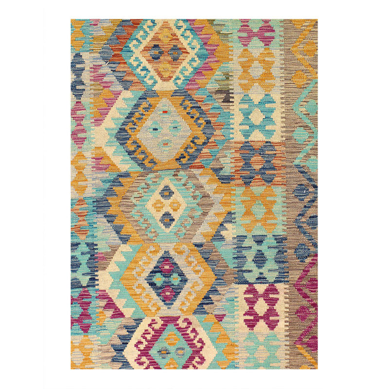 Tapis kilim réversible en laine tissée à plat sur laine 3 pi 3 po x 5 pi