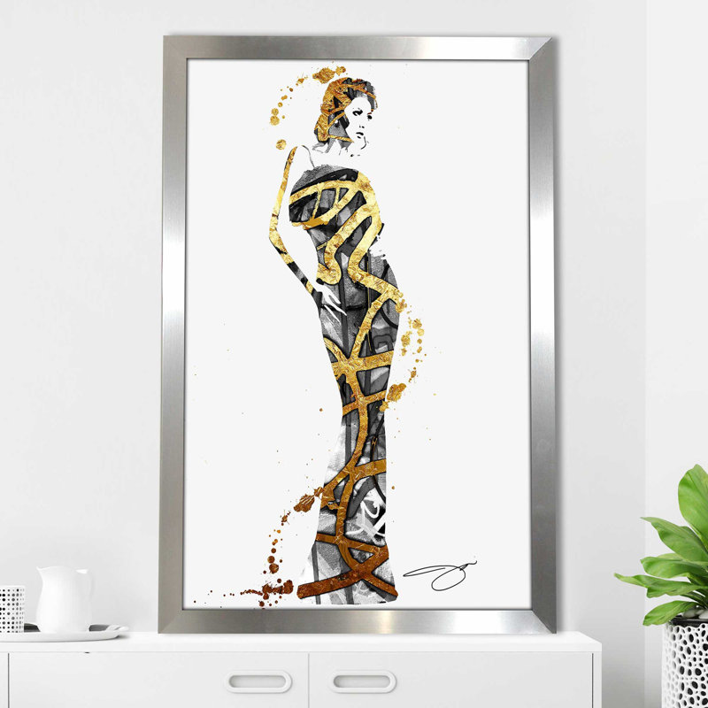 Golden Girl 1 (Vertical) par By Jodi - impression, H 49,5 po x l 33,5 po x P 1 po, Encadrement argenté