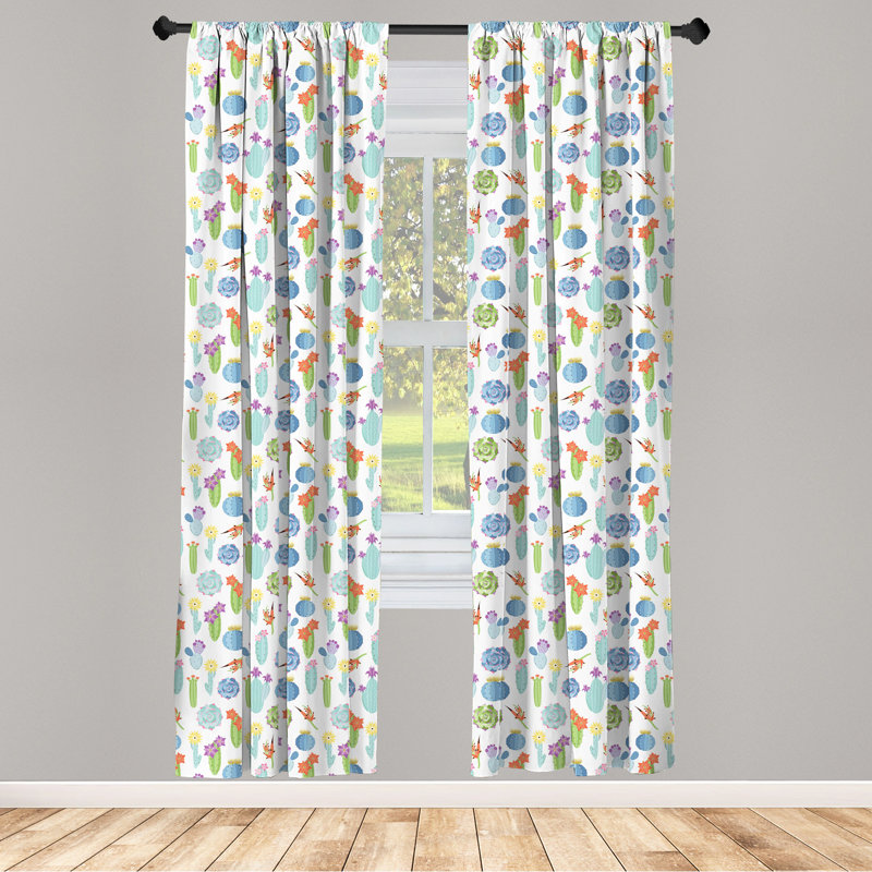 Floral Semi-Sheer Rod Pocket Curtain Panels, 28" W x 95" L