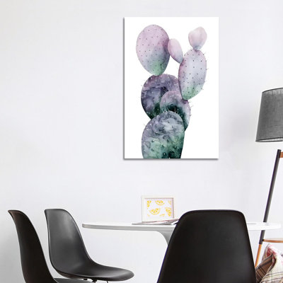 Purple Cactus I 1 Piece Wrapped Canvas Painting