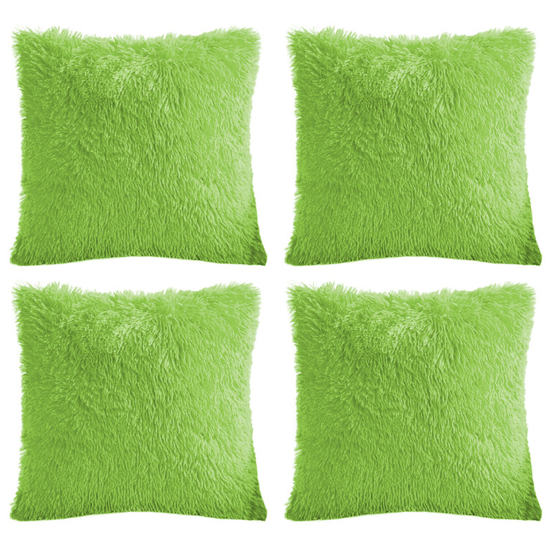 Faux Fur Pillow Cover, 18" x 18", Apple Green