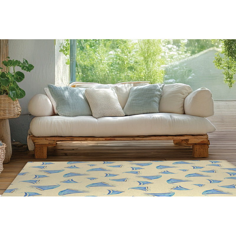 Summer Sailboats Outdoor Rug, Rectangle 8' x 10'