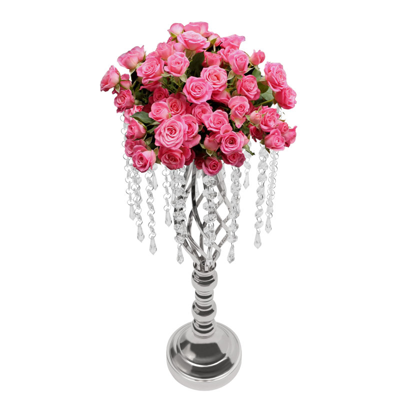 6PCS Support à fleurs en cristal, route de mariage, grands porte-fleurs, centre de table, vase en cristal en métal pour tables de réception, fournitures de mariage 