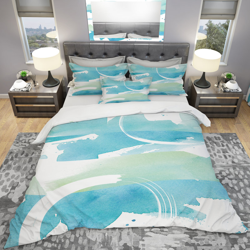 Coastal watercolors I - Ensemble de housse de couette transitionnel - Polyester en microfibre
