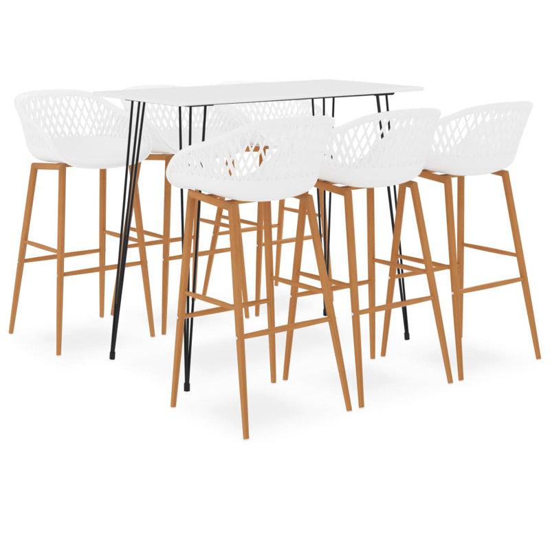 Ackles 6 - Person Dining Set, White, White/Brown