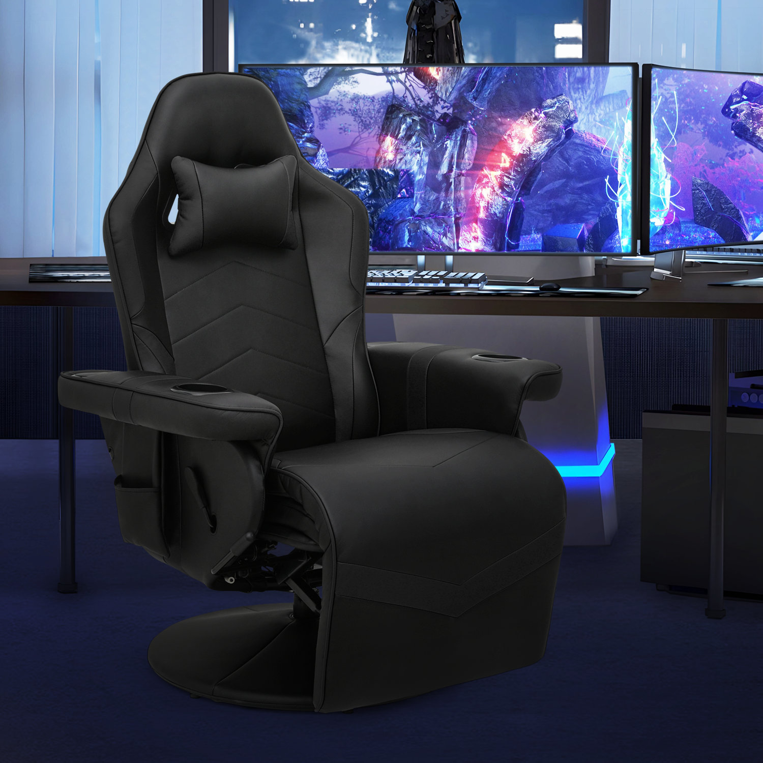 Inbox Zero Racing Massage Video Game Chair Recliner with Bluetooth