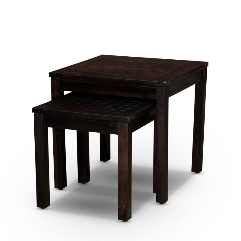 Ensemble de 2 tables gigognes charmantes en eucalyptus pour le plein air