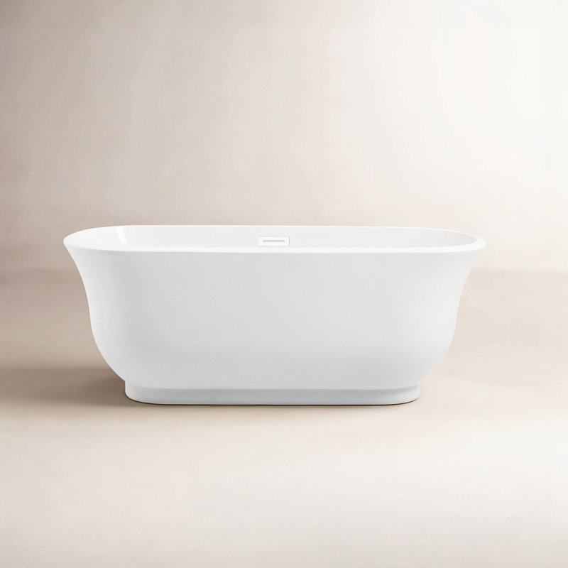 Chaylynn 59'' x 28'' Soaking Acrylic Bathtub, Polished White