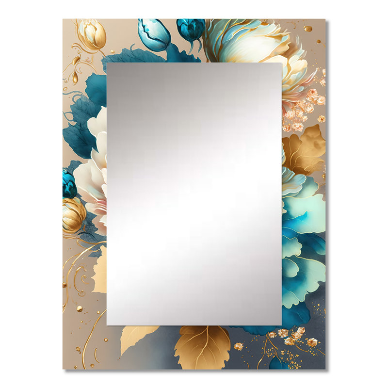 Vibrant Floral Bunch II - miroir floral, miroir mural décoratif traditionnel, impression d'art en métal, 32 po x 24 po