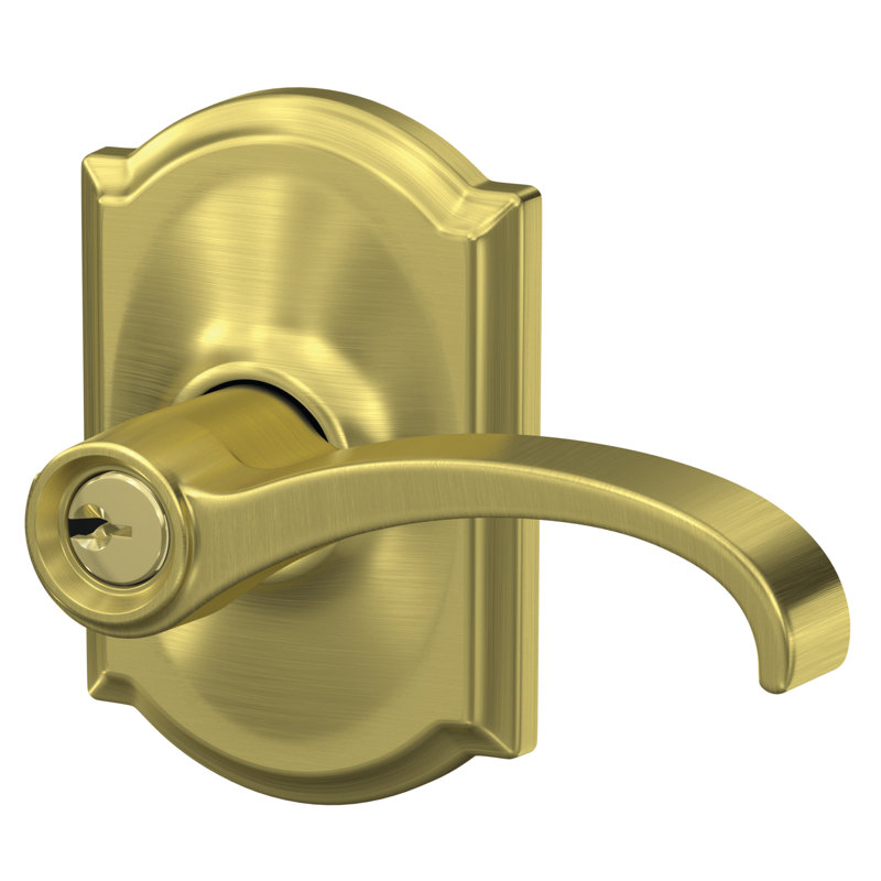 Whitney Keyed (Entry) Lever with Camelot Trim, Satin Brass, Keyed Alike, Yes
