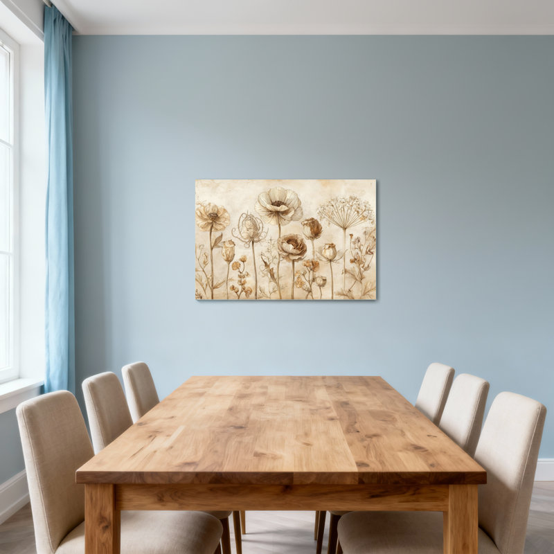 Plantes et fleurs, reproduction d'art floral rétro, H 28 po x l 40 po