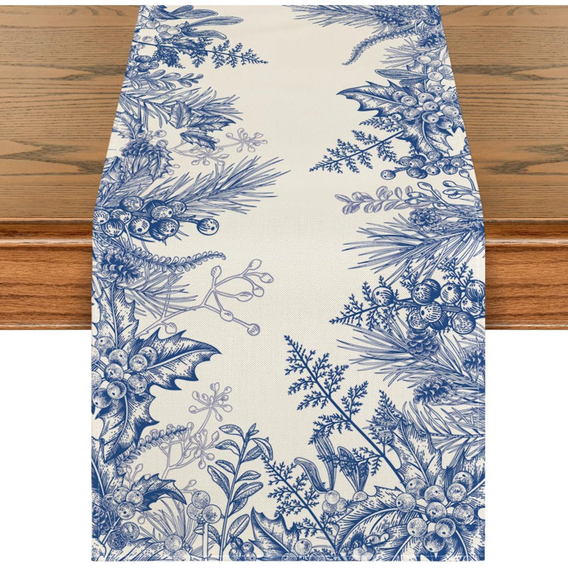 Chemin de table de Noël en forme de pomme de pin Holly, Vert