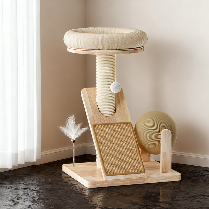 Solid Wood Multi-Functional Cat Tree